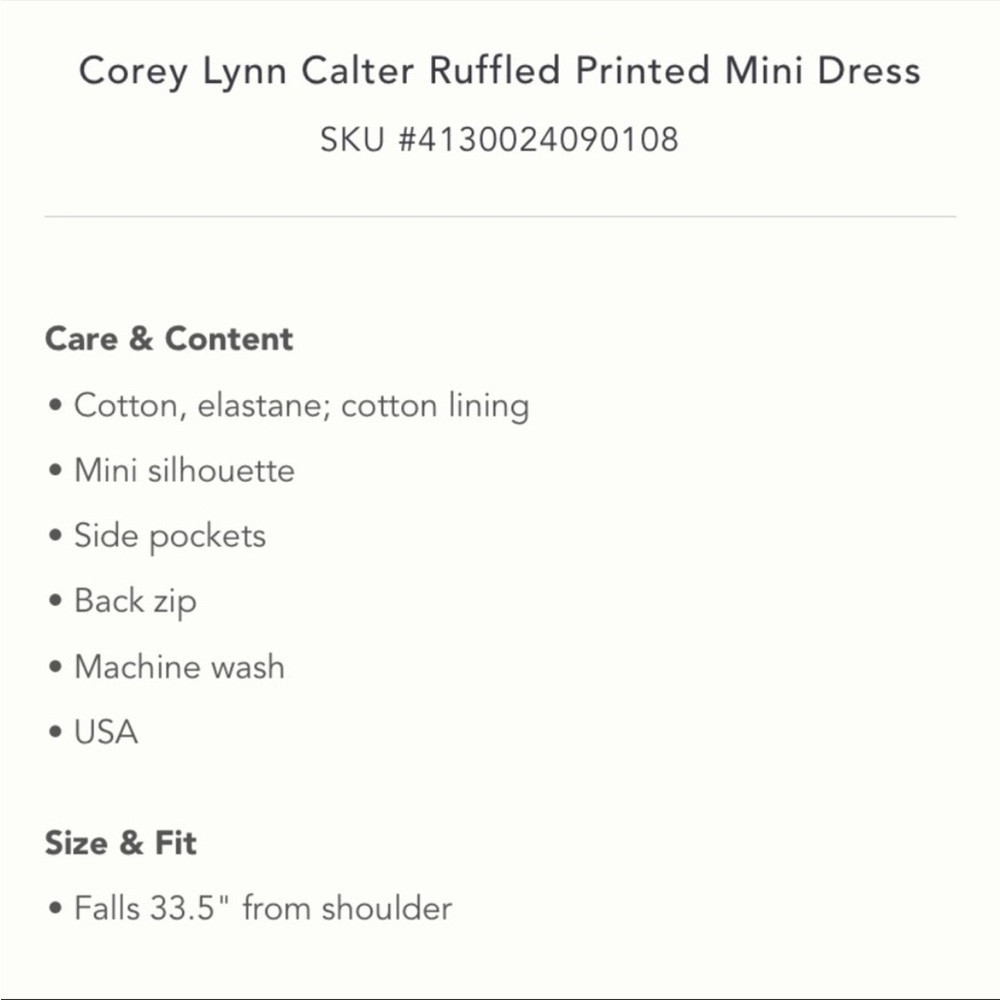 Anthropologie NWT Corey Lynn Calter Ruffled
Printed Mini Dress Size M. - Picture 9 of 12